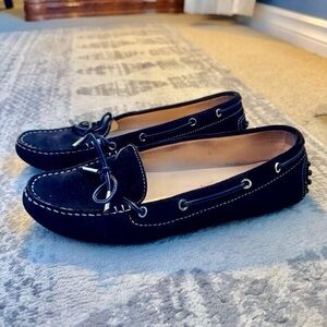 Tod s Gommino Deep Midnight Navy Blue Suede Driving Shoes Loafers